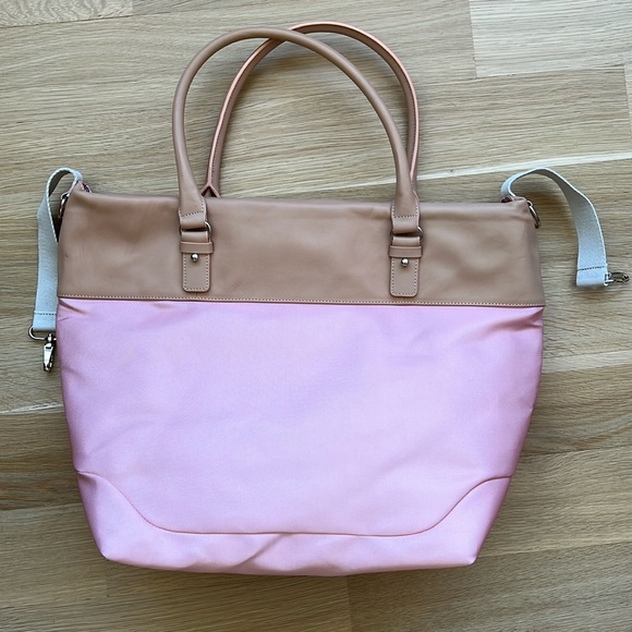 NWOT Dwell Studio Pink & Tan Diaper Bag with Changing Bag - Picture 2 of 12
